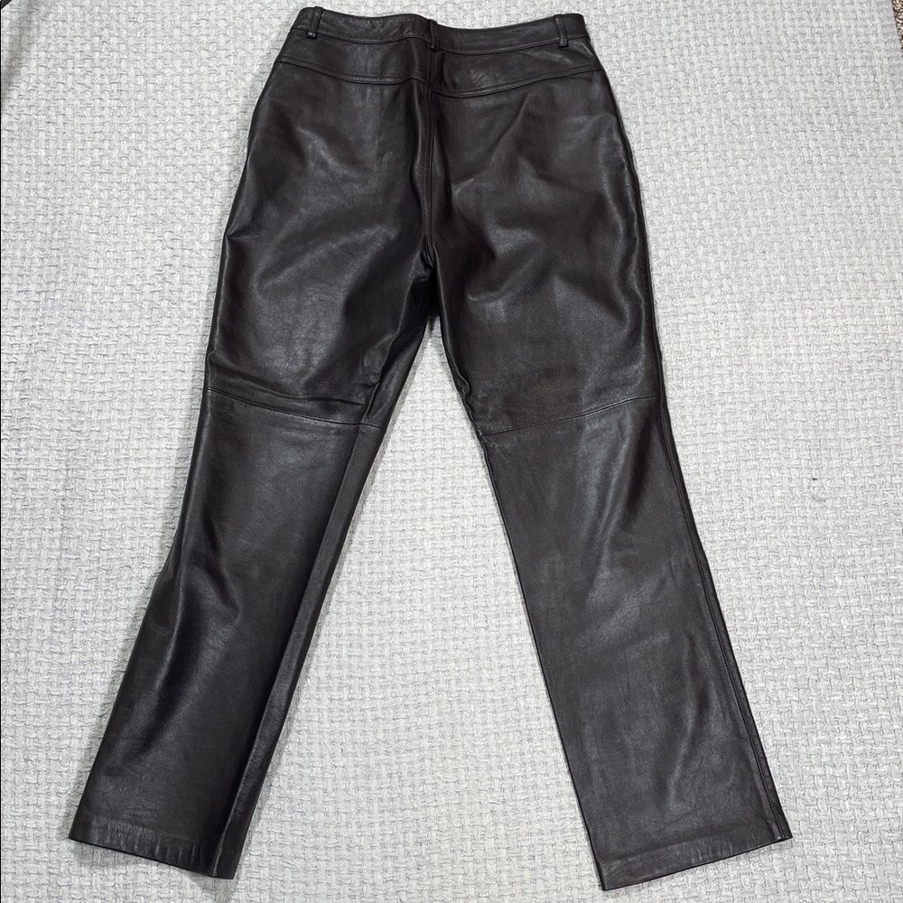 Gorgeous Brown Leather Pants Pockets Lined Vintage Size 8 Petite Real Clothes - Picture 3 of 16